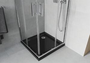 Mexen Rio, čtvercový sprchový kout s posuvnými dveřmi 80 x 80 cm, 5mm čiré sklo, chromový profil + černá sprchová vanička, 860-080-080-01-00-4070