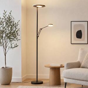 Trio Lighting LED stojací lampa Barrie s čtecí lampičkou, matná černá, stmívatelný, Černá, Obývací pokoj / jídelna, kov, Moderní, Lampička na čtení