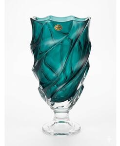 KŘISTÁLOVÁ VÁZA BOHEMIA SURF GREEN TOUCH NA NOZE 370MM