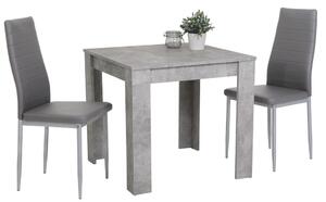 Jídelní set (3 díly) Duo, šedý beton/šedá ekokůže