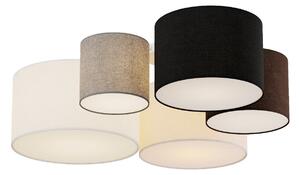 Stropní Lampa Lindby, Laurenz, stmívatelné, Šedá, Obývací pokoj, Tkanina / Textil, Moderní
