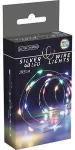 Světelný drát Silver lights 40 LED, barevná, 195 cm