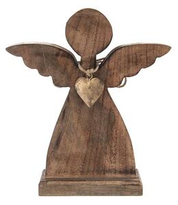 Anděl ze dřeva s kovovým srdcem O0363