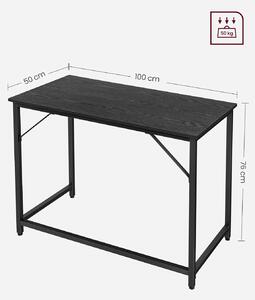 VASAGLE Psací stůl černý 100 x 50 x 76 cm