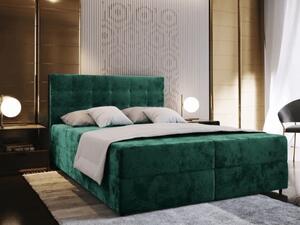 Čalouněná postel boxspring GLORIEN VELVET 160x200 cm tmavě zelená Matrace: Matrace Bonell pružinová