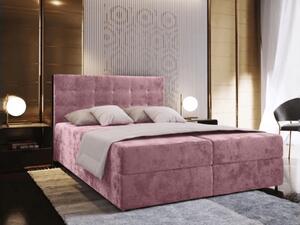Čalouněná postel boxspring GLORIEN VELVET 180x200 cm růžová Matrace: Matrace Bonell pružinová