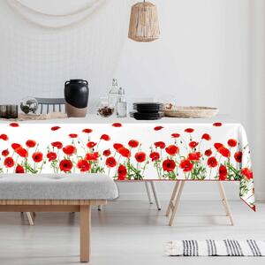 Voskovaný ubrus s potiskem vlčích máků červená průměr 140 cm