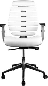 MERCURY Kancelářská židle FISH BONES, šedý plast, bílá koženka 480091