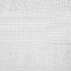 Bavlněný bílý ručník ROSITA s rýžovou strukturou a žakárovou bordurou s geometrickým vzorem Rozměr: 30 x 50 cm