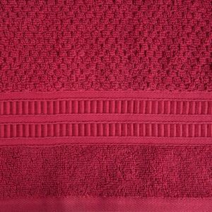 Bavlněný červený ručník ROSITA s rýžovou strukturou a žakárovou bordurou s geometrickým vzorem Rozměr: 30 x 50 cm