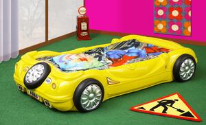 Dětská auto postel BOBO žlutá 140x70cm