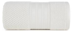 Bavlněný krémový ručník ROSITA s rýžovou strukturou a žakárovou bordurou s geometrickým vzorem Rozměr: 50 x 90 cm