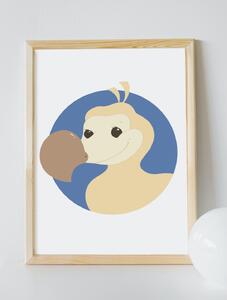 Plakát Dodo (21x30cm) A4, Plakát do dětského pokoje, Plakát se zvířátkem, Ručně kreslený obrázek, Plakát na zeď pokojíčku, Barva: Tmavě modrá