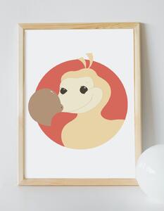 Plakát Dodo (21x30cm) A4, Plakát do dětského pokoje, Plakát se zvířátkem, Ručně kreslený obrázek, Plakát na zeď pokojíčku, Barva: Červená