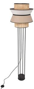 Stojací Lampa MARKET SET, Singapour DBL, Béžová, Obývací pokoj, Dřevo, Design