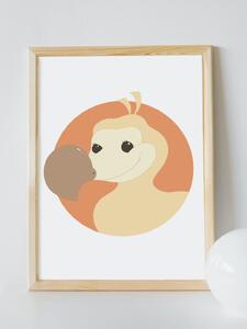 Plakát Dodo (21x30cm) A4, Plakát do dětského pokoje, Plakát se zvířátkem, Ručně kreslený obrázek, Plakát na zeď pokojíčku, Barva: Oranžová