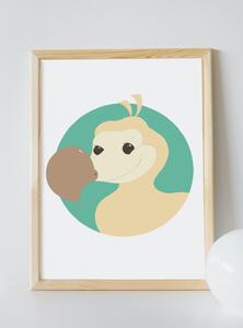 Plakát Dodo (21x30cm) A4, Plakát do dětského pokoje, Plakát se zvířátkem, Ručně kreslený obrázek, Plakát na zeď pokojíčku, Barva: Fialová