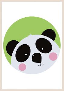 Panda plakát (21x30cm) A4, Plakát do dětského pokoje, Plakát se zvířátkem, Ručně kreslený obrázek, Plakát na zeď pokojíčku Barva: Oranžová