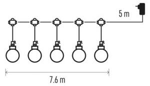 EMOS Světelný LED řetěz Dusty 7,6 m teplá bílá