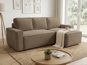 Rozkládací oboustranná sedací souprava do L SMART BOUCLE 232x143 cm, tmavě béžová