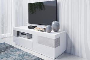 SELINKA 41 TV stolek 2 šuplíkový, bílý lesk/beton Colorado