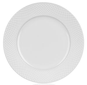 Mělký talíř Diamond Line, bílý s reliéfem