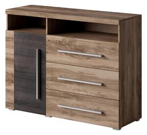POUND šuplíková komoda 1D3S, ořech Satin/touchwood