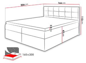 Moderní box spring postel Nestor 160x200, šedá
