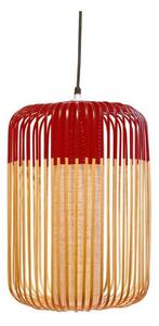 Závěsná svítidlo Forestier, Bamboo, stmívatelné, Červená, Obývací pokoj, Bambus, Boho
