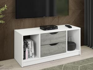 TV stolek Sten 100 cm, bílý/šedý beton