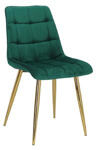 Židle Plaid zelená / zlaté nohy