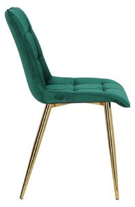 Židle Plaid zelená / zlaté nohy
