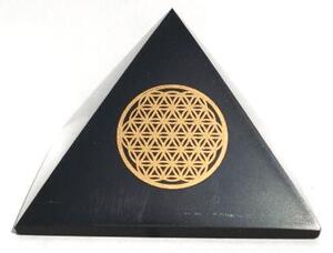 Šungit - pyramida Květ života - tromlovaný kámen