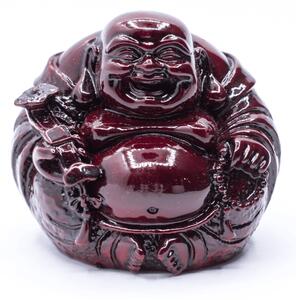 Smějící se Buddha hojnosti - soška Feng shui - vínová - velká