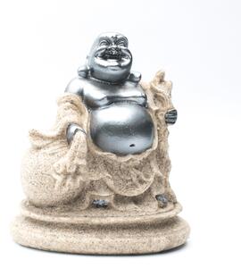 Buddha bohatství - soška Feng shui - písková-stříbrná