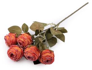 Umělá kytice růže - 6 lososová tmavá