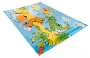 Kusový koberec dětský J0250 - Dinosauři - modrý - 200x290 cm