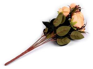 Umělá kytice růže - 1 lososová
