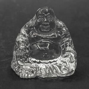 Smějící se Buddha hojnosti - soška Feng shui - skleněná