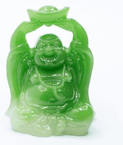 Smějící se Buddha hojnosti - soška Feng shui - zelená Z4