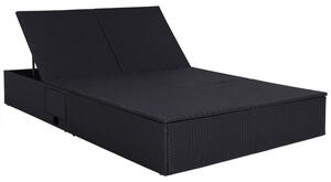 Ratanová zahradní postel dvojlůžko GRETA černá 196x160x33cm