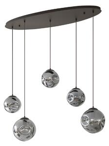 Závěsná svítidlo Lindby, Valentina, stmívatelné, Šedá, Obývací pokoj, Sklo, Design