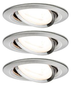 P 93429 Vestavné svítidlo LED Nova kruhové 3x6,5W GU10 kov kartáčovaný nastavitelné - PAULMANN