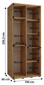 Šatní skříň s posuvnými dveřmi Lanko - 100 cm Barva: Dub Artisan