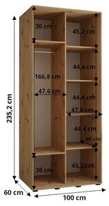 Šatní skříň s posuvnými dveřmi Lanko - 100 cm Barva: Dub Artisan