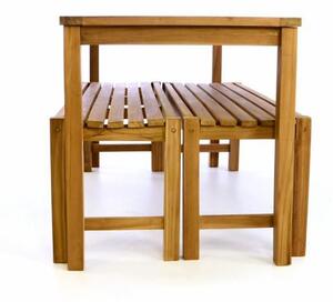 Divero 40819 Zahradní set lavic a stolu - ošetřené týkové dřevo - 150 cm