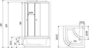 D‘Eluxe hydromasážní Sprchový Box d‘Eluxe VG82O8222 82x82x220cm, posuvné dveře, grafitové sklo, 4mm
