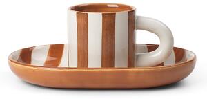 Kameninový šálek s podšálkem Milu Terracotta, 160 ml