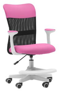 Dětská židle Neoseat MONKEY WHITE s podnoží — látka, bílá / tmavě růžová