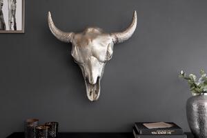 Stříbrná hliníková nástěnná dekorace Bull, 56 cm